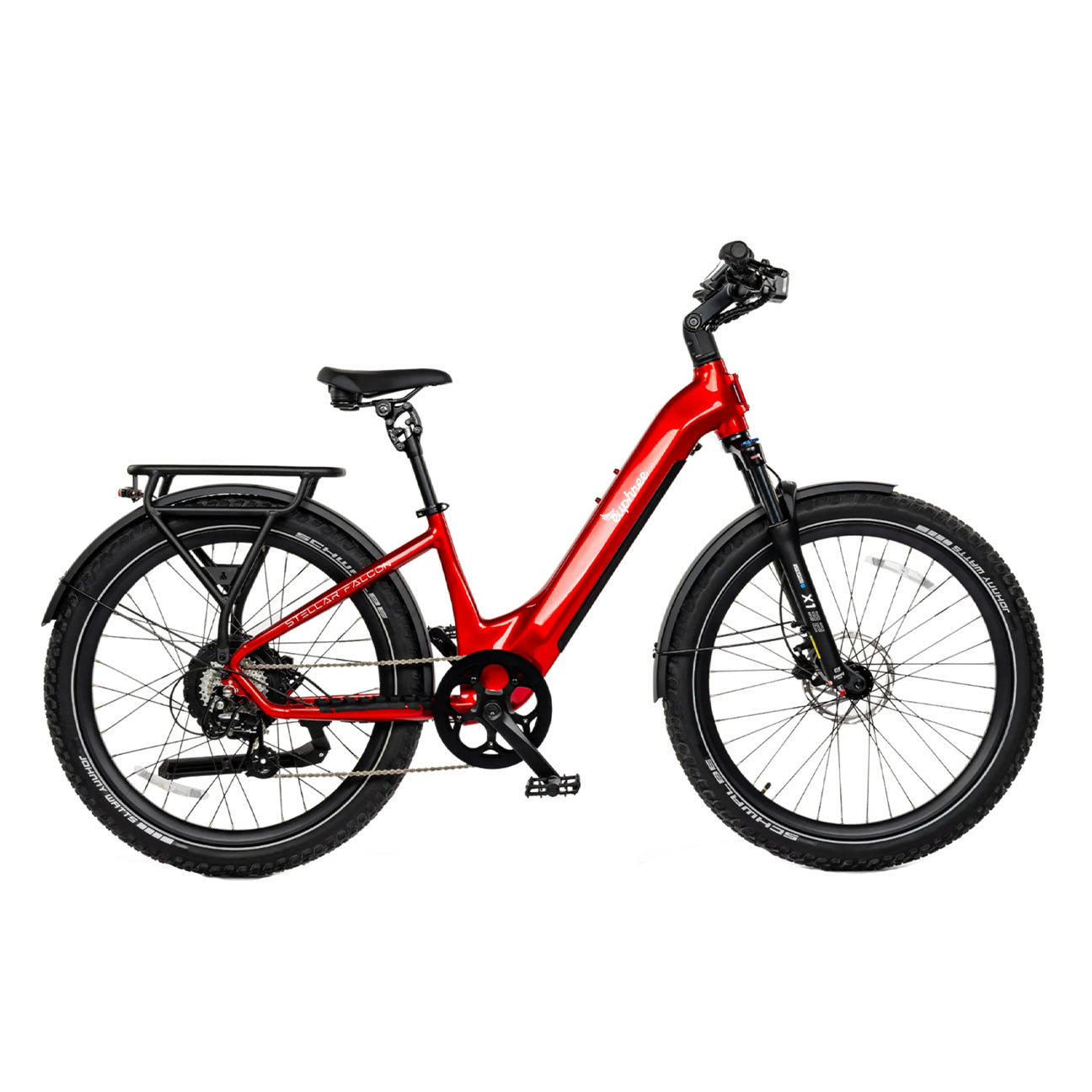 stella trekking e bike Euphree Stellar Falcon Step-Through – Power ON Ebikes activity:mountain biking Schwimmendes Schallplattenregal - Handgefertigtes color:Serene Gray on an SR Suntour